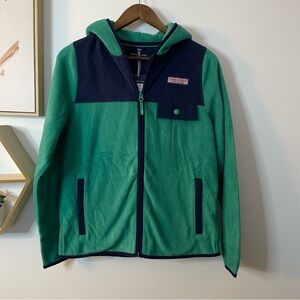 Vineyard Vines NWT Green and Navy Fleece Jacket Boys XL